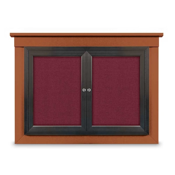 18"x24" 1-Door Enclosed Letterboard, Grey Felt/Cherry